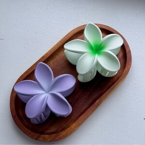 Floral Hair Clips in Purple and Green